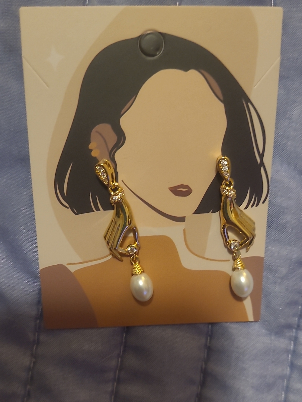 Gold Pearl Drop Earrings - Elegant Women Jewelry Gold Toned